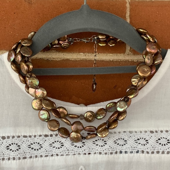 SILPADA silver copper bronze coin pearl necklace - Picture 3 of 5